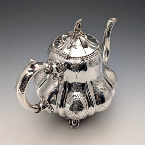 Late 19th Century British Antique Silver Plate Teapot Shaw & Fisher